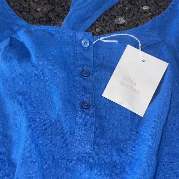 NWOT LondonJean 100% Linen Cobalt Blue Romper - Picture 6 of 8